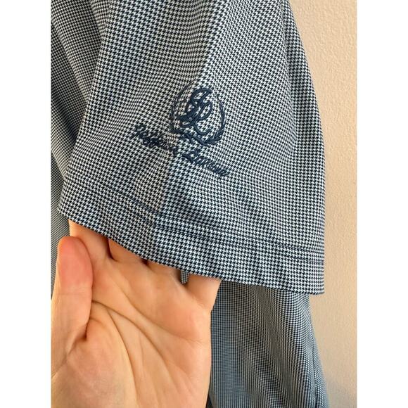 Peter Millar Summer Comfort Navy Houndstooth Golf Cooling Performance Polo Sz. L - Picture 5 of 5